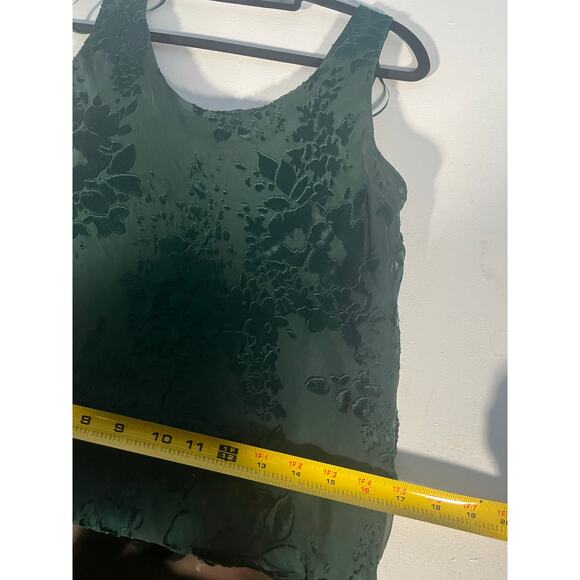 R&M Richards VTG Green Burnout Silk Blend Floral Tiered Maxi Dress Size Medium - Picture 7 of 12